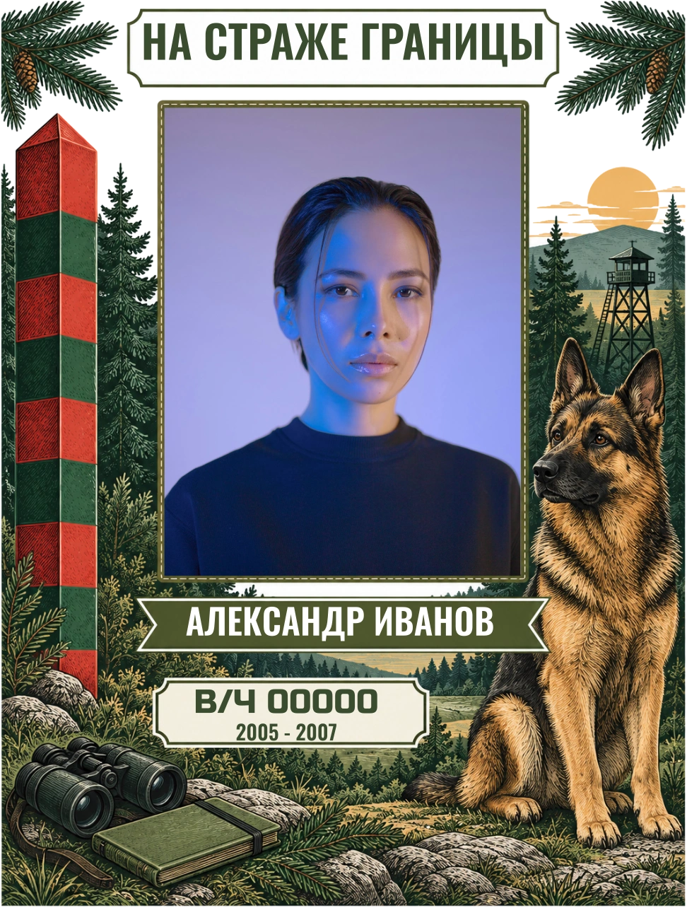 На страже границы — шаблон для печати