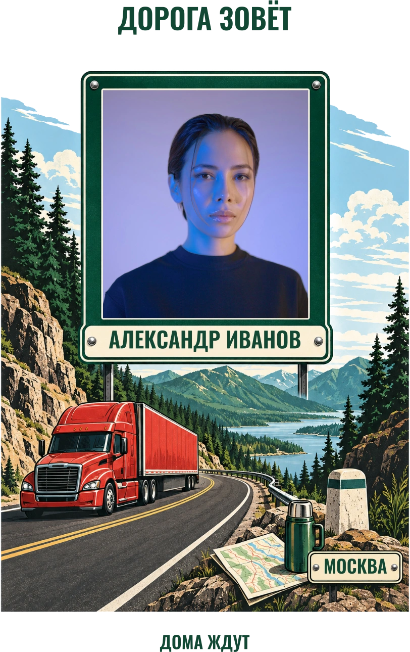 Дорога зовёт — шаблон для фартука