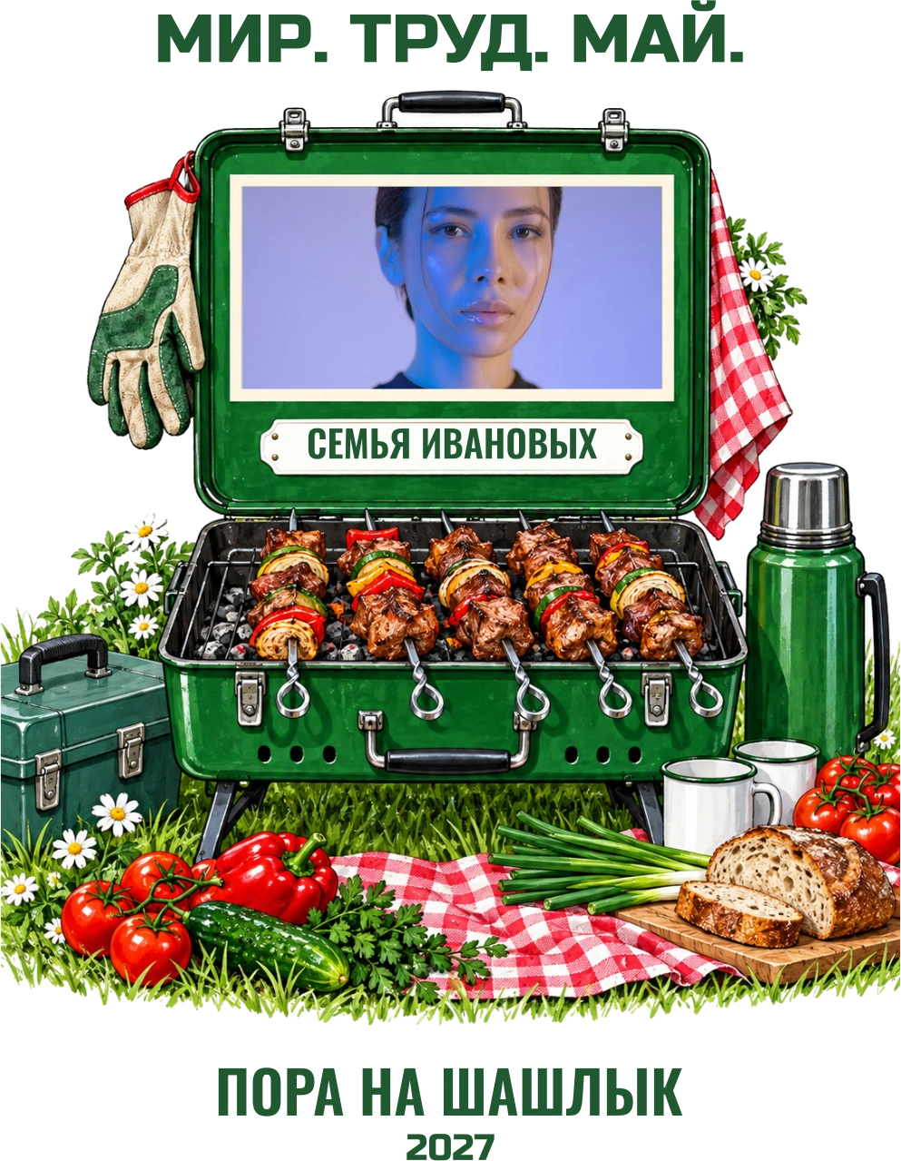 Пора на шашлык — шаблон для футболки