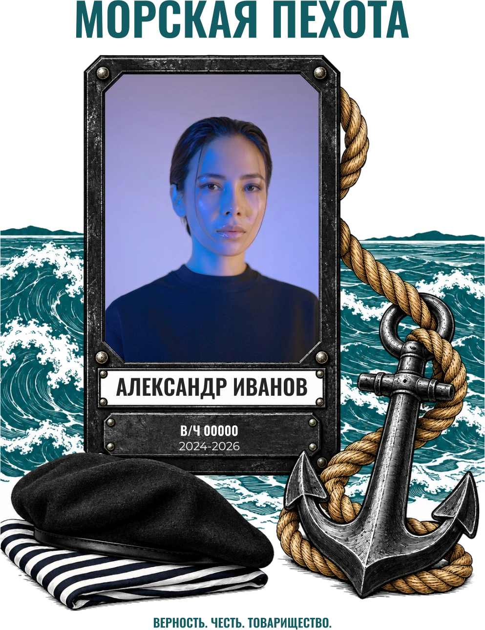 Верность морю — шаблон для печати