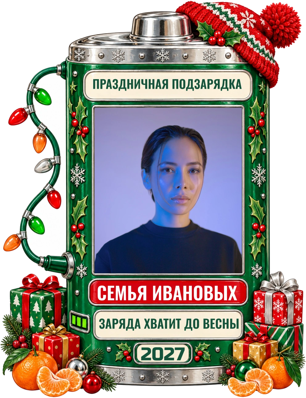Праздничная подзарядка — шаблон для футболки